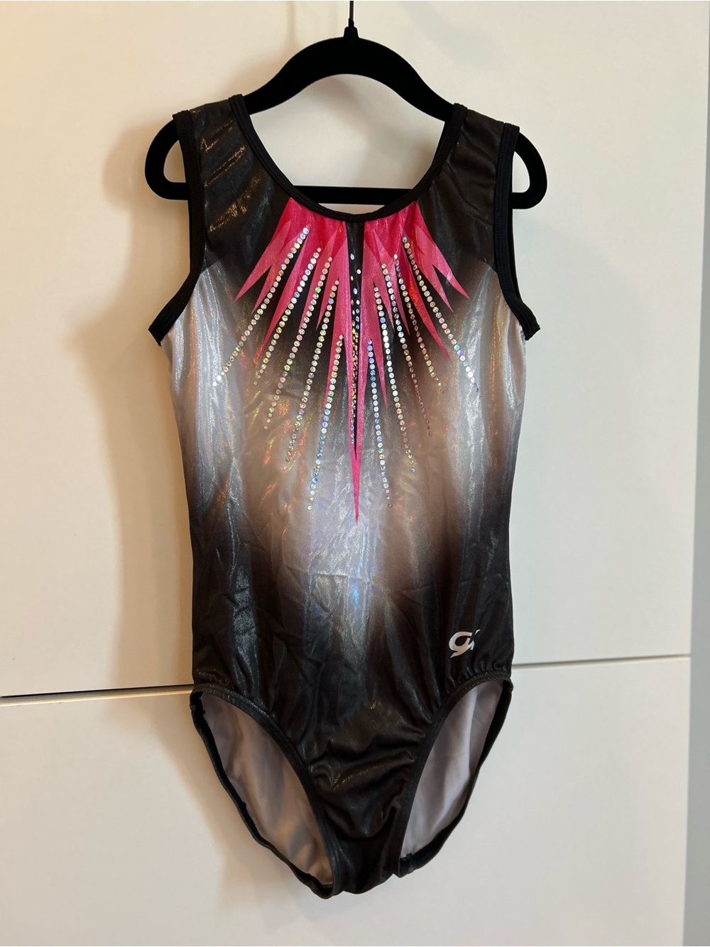 GK Kids Black and Pink Sparkle Gymnastics Leotard - Child’s Large